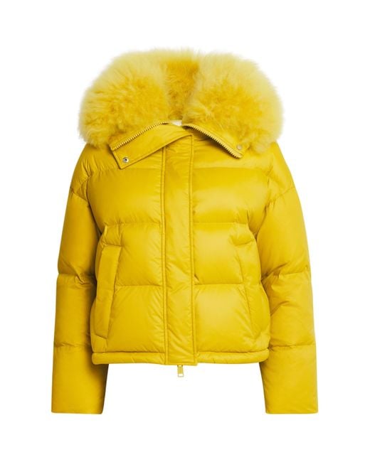 Yves Salomon Yellow Down-Fur Technical Puffer Jacket