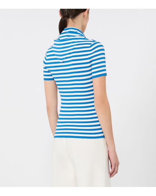 Max Mara Blue Scarf-Detail Stripe T-Shirt