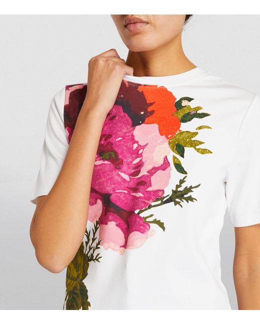 Erdem Pink Rose Print T-shirt