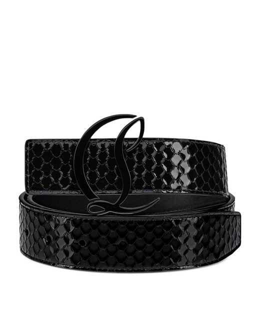 Christian Louboutin Black Cl Logo Patent Leather Belt