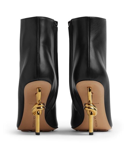 Bottega Veneta Black Calfskin Heeled Ankle Boots 90