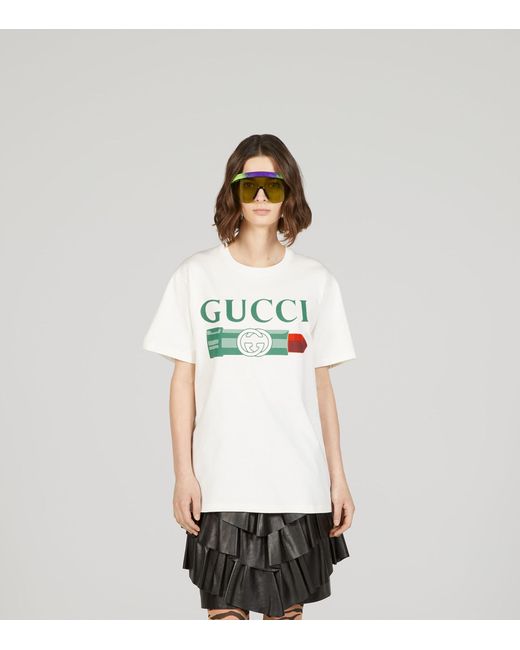 Gucci White Lipstick Print Print Cotton T-shirt