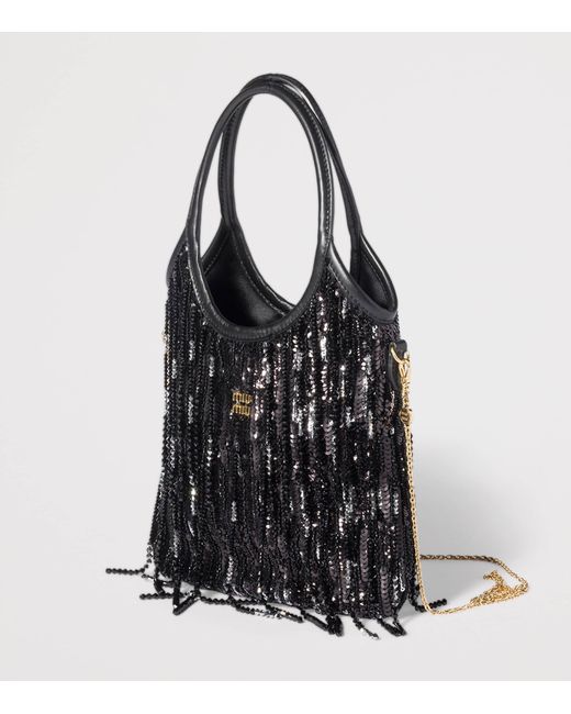 Miu Miu Black Embellished Ivy Shoulder Bag