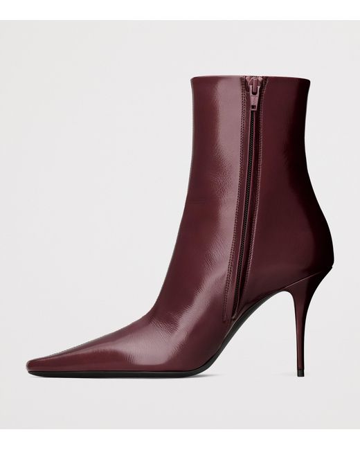 Saint Laurent Purple Leather Ashley Ankle Boots 90