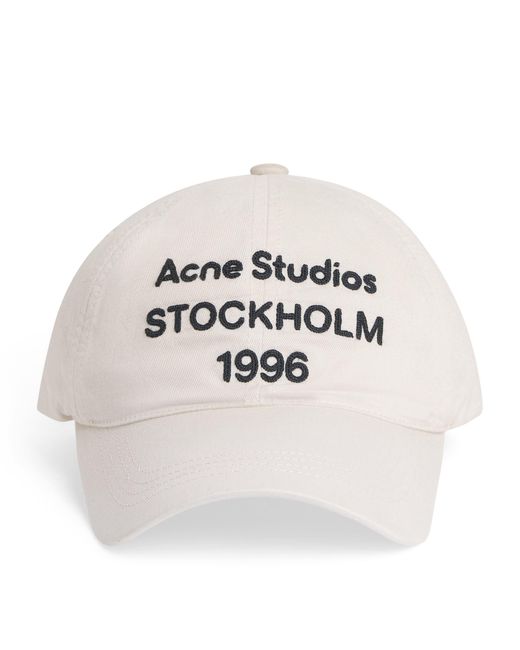 Acne White Cotton Logo Cap