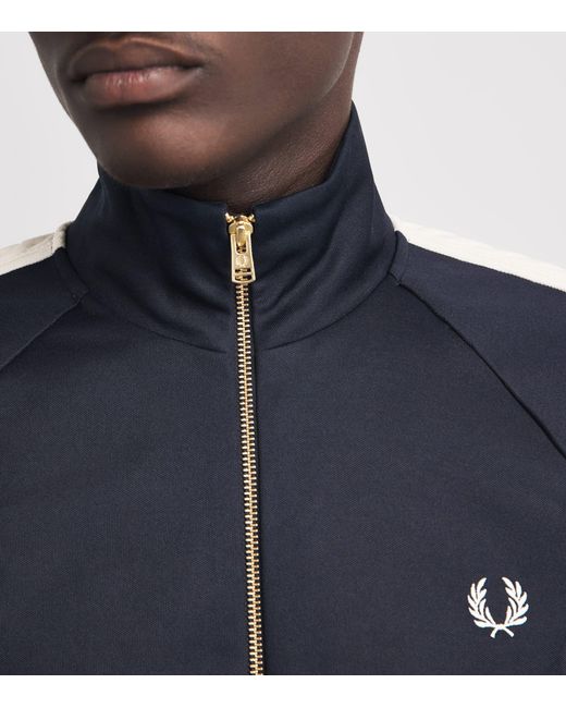 Fred Perry Blue Embroidered Taped Track Jacket