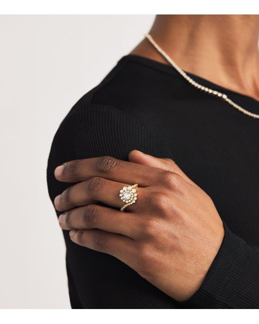 Sophie Bille Brahe Metallic And Diamond Plateau Ring