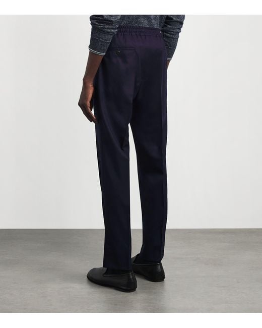 Corneliani Blue Virgin Wool Drawstring Trousers for men