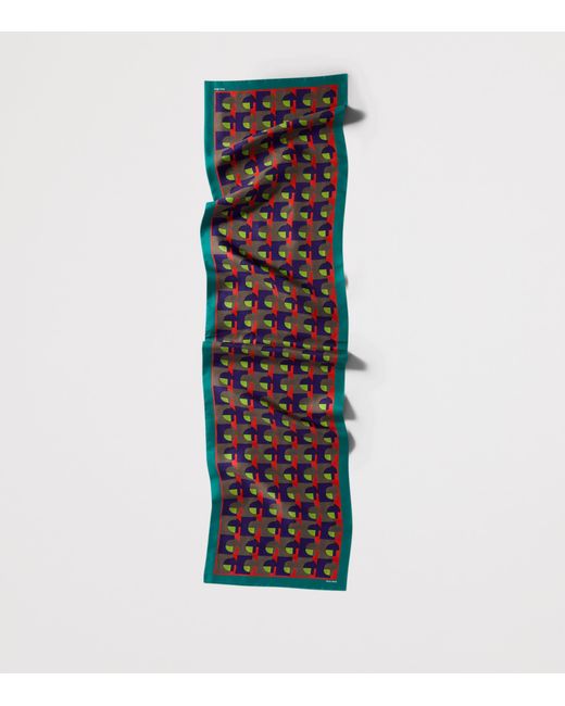 Miu Miu Blue Silk Printed Scarf