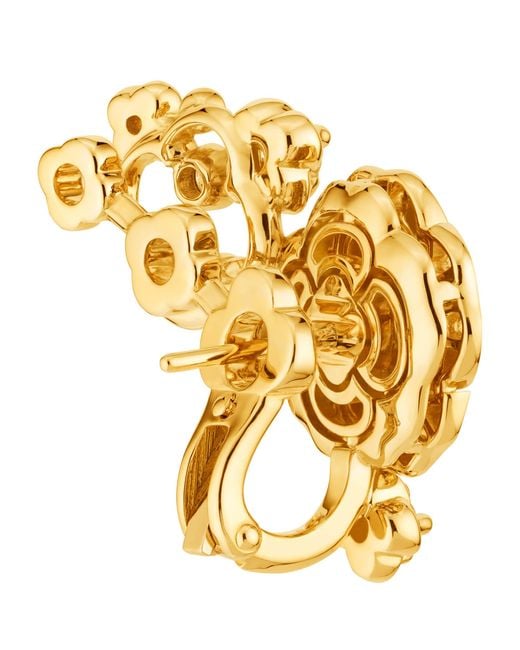 Chanel Metallic And Diamonds Bouton De Camélia Crawling Earrings