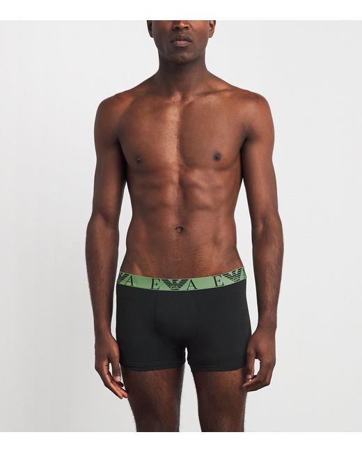 Emporio Armani Green Stretch-Cotton Eagle Monogram Trunks for men