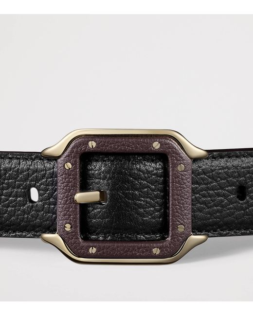 Cartier Black Leather Reversible Santos De Belt for men