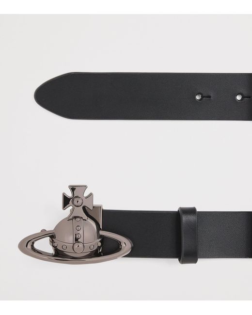 Vivienne Westwood Black Leather Orb Belt for men