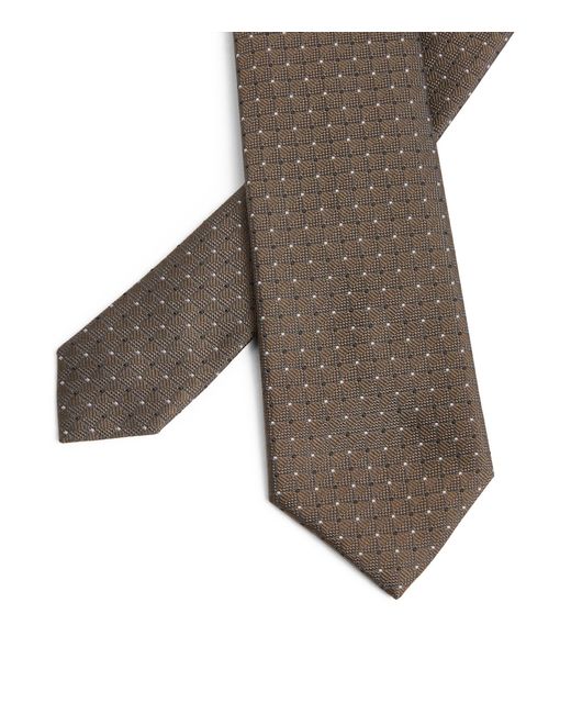 Emporio Armani White Silk Woven Dotted Tie for men