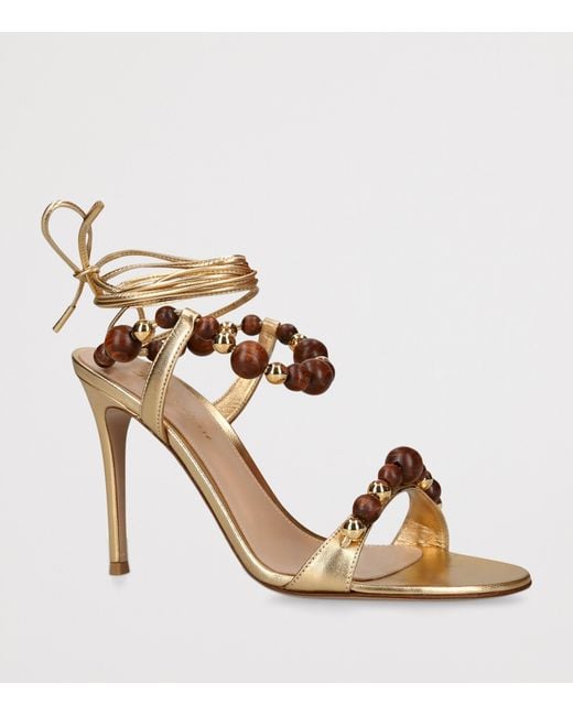 Gianvito Rossi Metallic Leather Embellished Pandawa Wrap Sandals 95