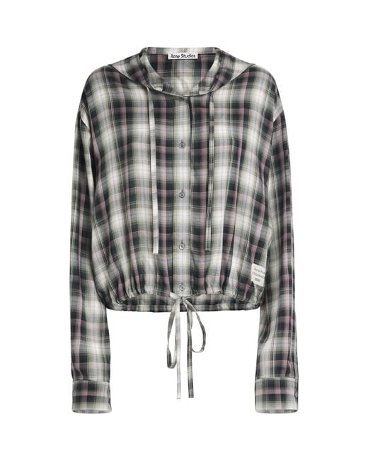 Acne Black Hooded Check Shirt