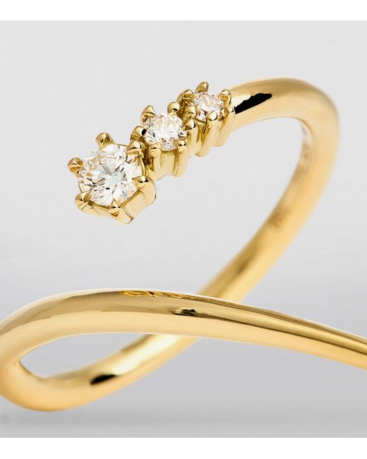 Jade Trau Metallic Yellow Gold And Diamond Rae Wrap Ring