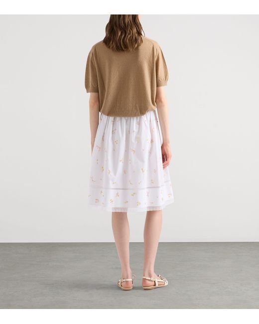 Prada Natural Cashmere Short-Sleeve Sweater