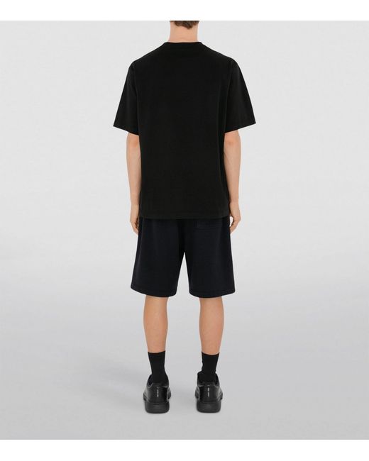 Burberry Black Cotton Embroidered-ekd T-shirt for men