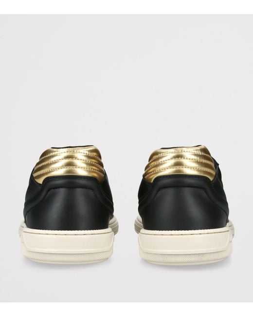 Versace Black Leather Low-Top Sneakers for men