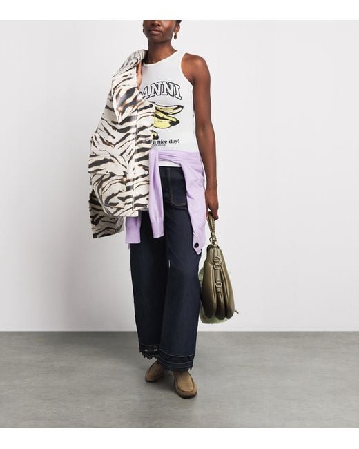 Ganni White Organic Cotton Graphic Tank Top