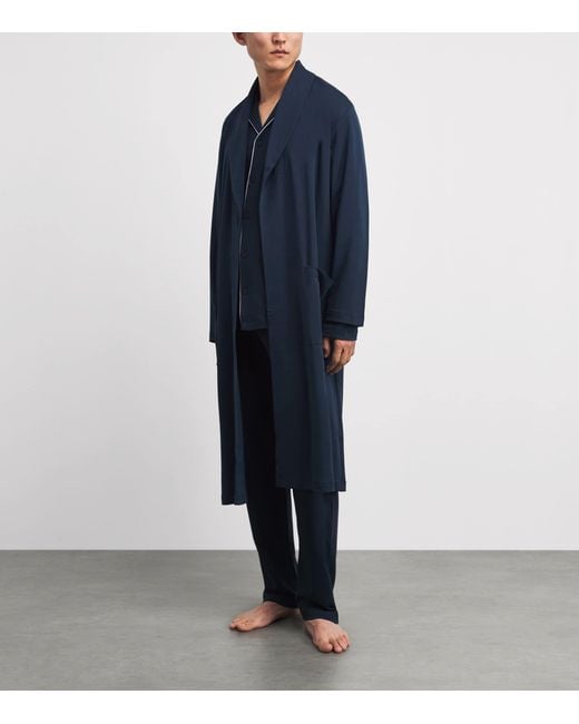 Hanro Blue Cotton Night & Day Robe for men