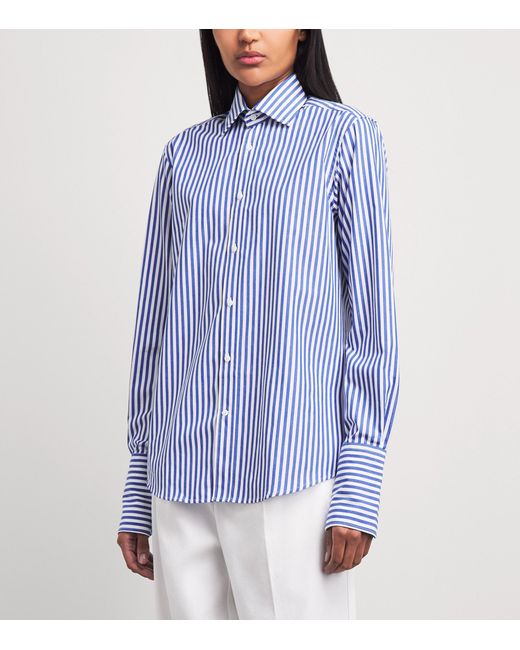 With Nothing Underneath Blue Organic Cotton The Boyfriend Shirt