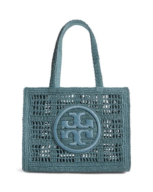Tory Burch Blue Small Crochet Ella Tote Bag