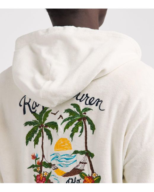 Polo Ralph Lauren White Cotton-Blend Palm Tree Zip-Up Hoodie for men