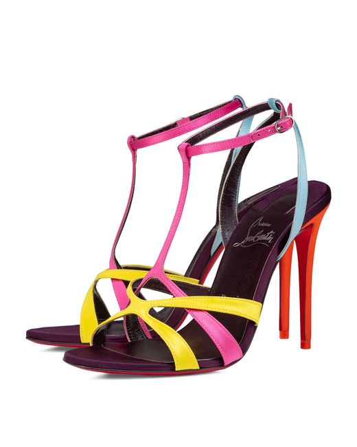 Christian Louboutin Pink Tangueva Silk Heeled Sandals 100
