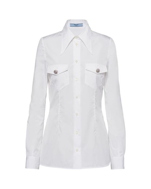 Prada White Cotton Button-detail Shirt