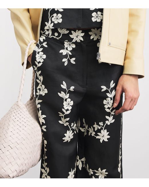 Claudie Pierlot Black Floral Wide-Leg Tailored Trousers