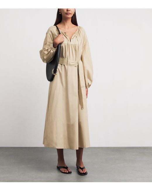 Vince Natural Cotton Belted Midi Dress
