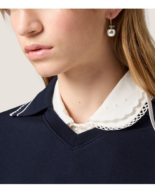 Miu Miu Metallic Faux Pearl Apple Drop Earrings