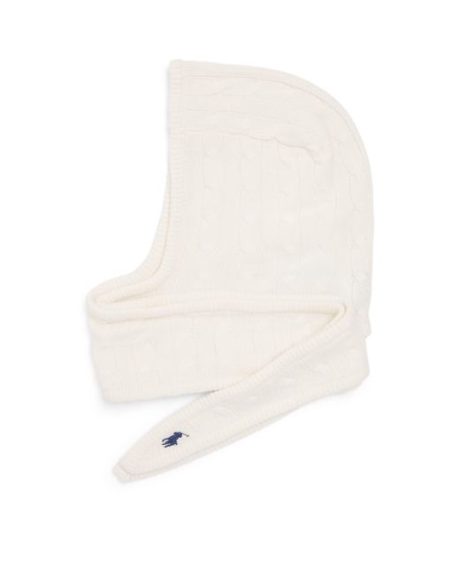 Polo Ralph Lauren White Wool-Cashmere Cable-Knit Wrap Snood