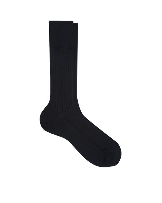 Falke Black Egyptian Cotton Ribbed Socks for men