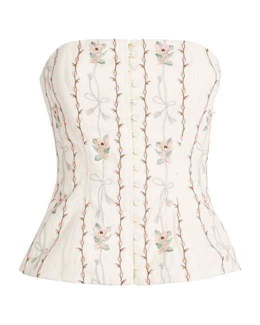 Agua Bendita Natural Linen Abelia Navegante Strapless Top