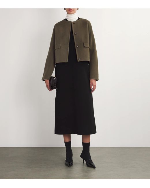 Yves Salomon Green Wool-Cashmere Structured Jacket
