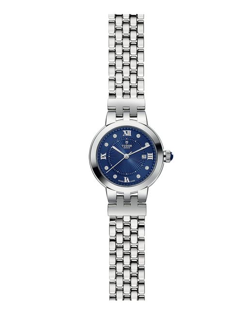 Tudor Blue Stainless Steel And Diamond Clair De Rose Watch 30mm