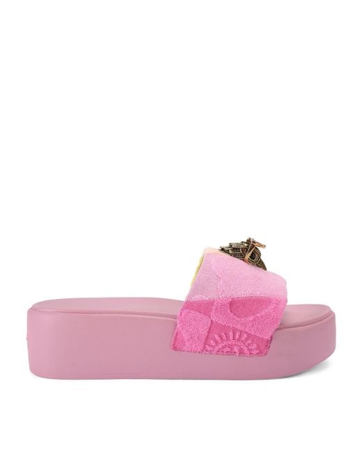 Kurt Geiger Pink Meena Eagle Platform Slides