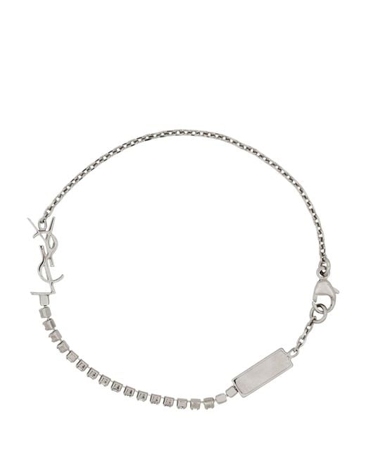 Saint Laurent Metallic Embellished Cassandre Bracelet
