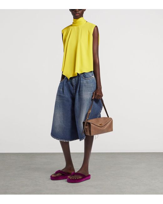 Balenciaga Yellow Silk Open-Back Blouse