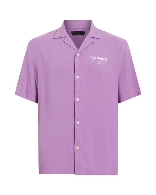 AllSaints Purple Access Short-sleeve Shirt for men