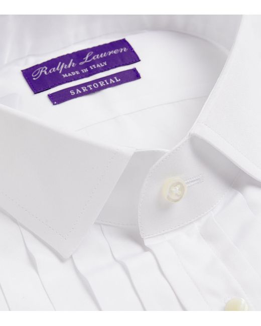 Ralph Lauren Purple Label White Pleated Dexter Dress Shirt for men