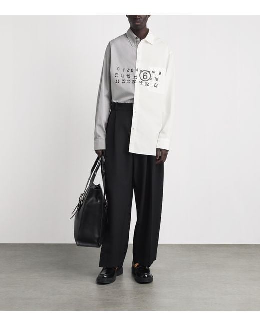MM6 by Maison Margiela White Oversized Stripe Numeric Shirt for men