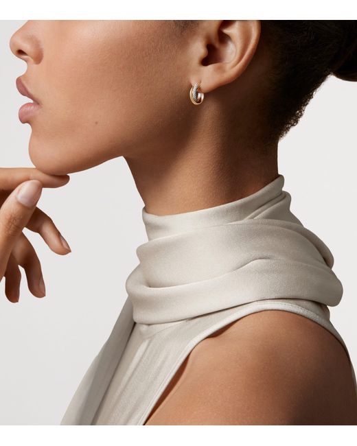 Cartier Metallic Rose And Diamond Trinity Earrings