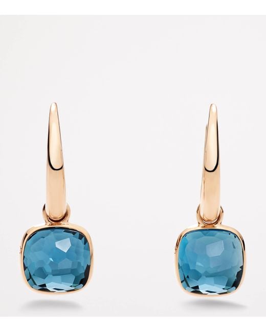 Pomellato Blue And Topaz Nudo Earrings