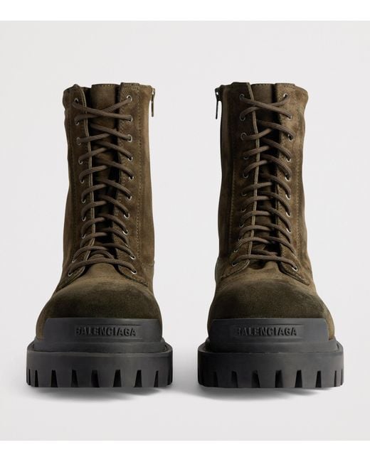 Balenciaga Brown Suede Combat Strike Boots for men