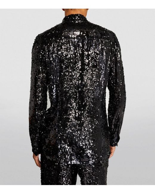 Dries Van Noten Black Embellished Sequin Shirt for men