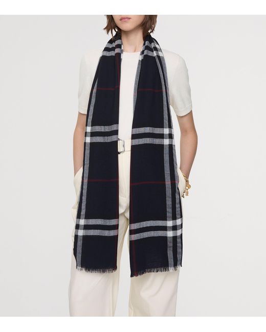 Burberry Black Wool Wide Check Scarf